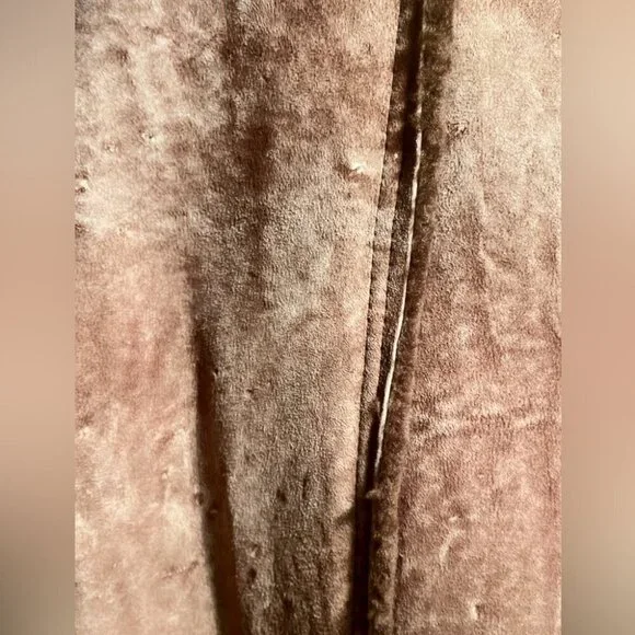 Vintage Brown Shearling-Style Leather Coat | Mid-Length Winter Jacket 44 - Picture 5 of 8